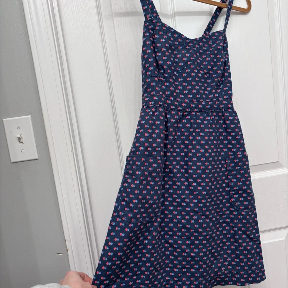 Navy Linen Blend Dot Sundress | Aerie Size M - Picture 3 of 12